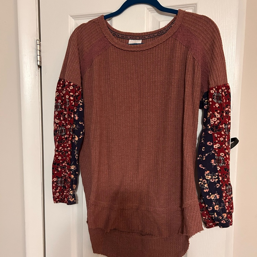 Pink and Blue Crew Neck Sweater with Relaxed Fit